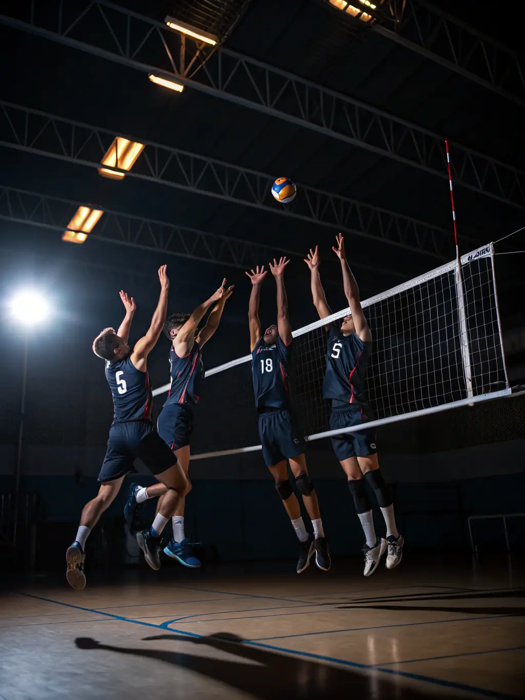 Students participating in a volleyball match, demonstrating agility and sportsmanship.